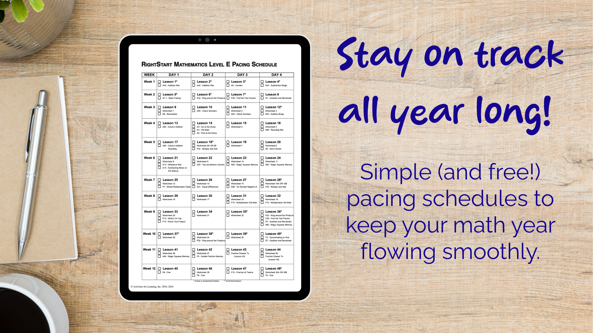 Pacing Schedules